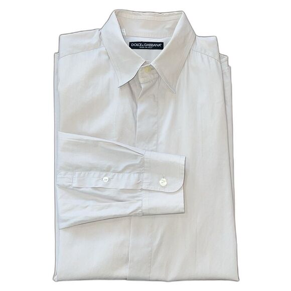 Dolce & Gabbana Slim Fit Stretch Dress Shirt Gray Kent Collar Italy 16.5 Luxury - Picture 1 of 11
